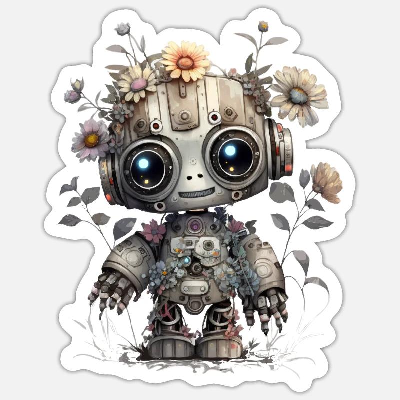 Robot mignon Sticker taille S (10 x 10 cm)