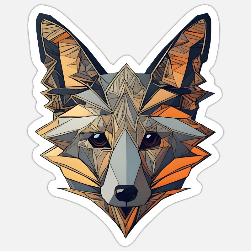 Abstrakte Kunst Fox - Sticker Größe S (10 x 10 cm) - Mattweiß