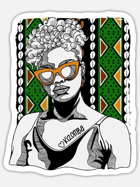 Frau Mit Kizomba-tattoo - Sticker Größe S (10 x 10 cm) - Mattweiß