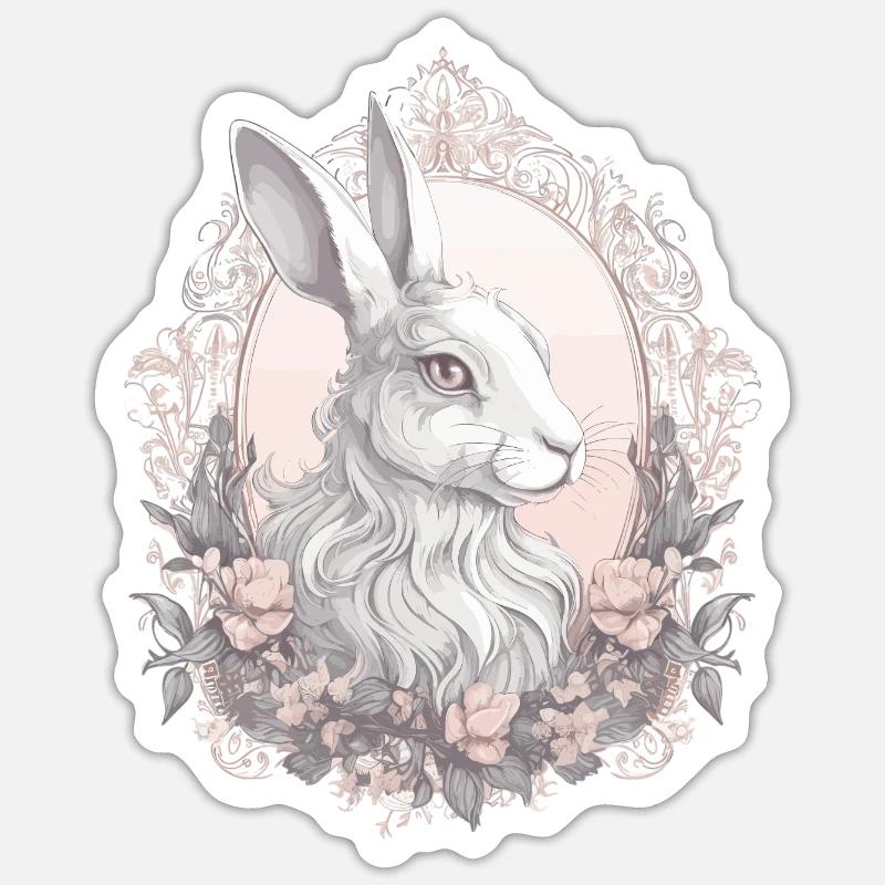 Rabbit Bunny Historische Kunst Sticker Größe S (10 x 10 cm)