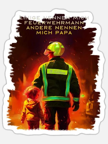 Feuerwehr Vater Sohn - Sticker Größe S (10 x 10 cm) - Mattweiß