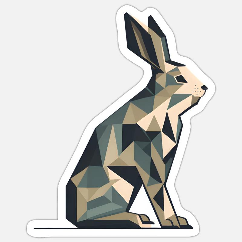 Origami Rabbit - Sticker size S (10 x 10 cm) - white matte