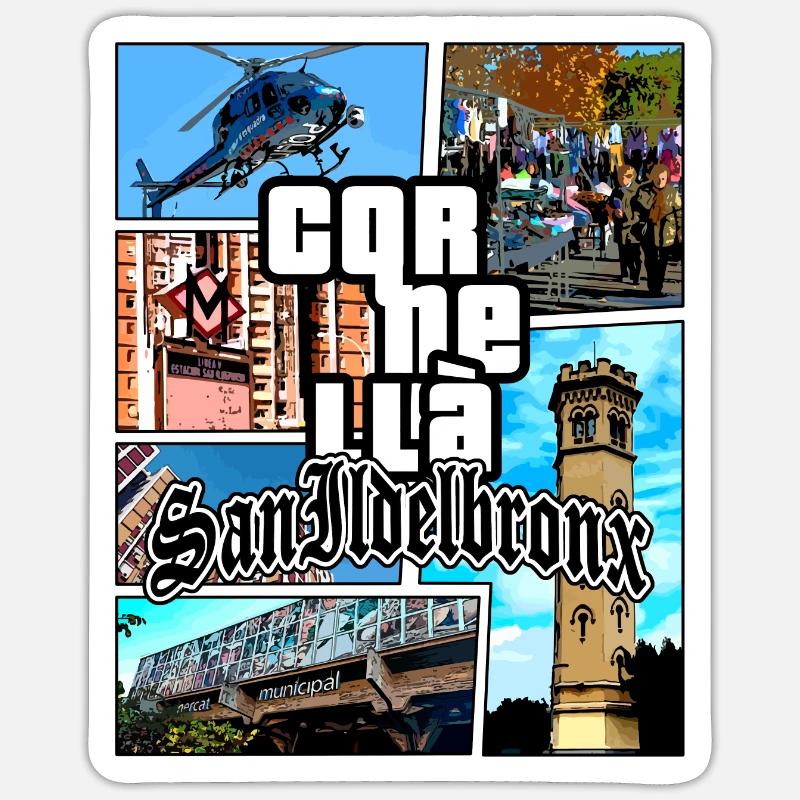 GTA - San Ildelbronx - Cornellà - Sticker taille S (10 x 10 cm) - blanc mat