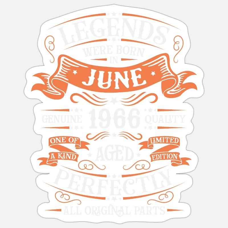 Juni 1966 Geburtstag seit Juni 1966 Birthday June - Sticker Größe S (10 x 10 cm) - Mattweiß
