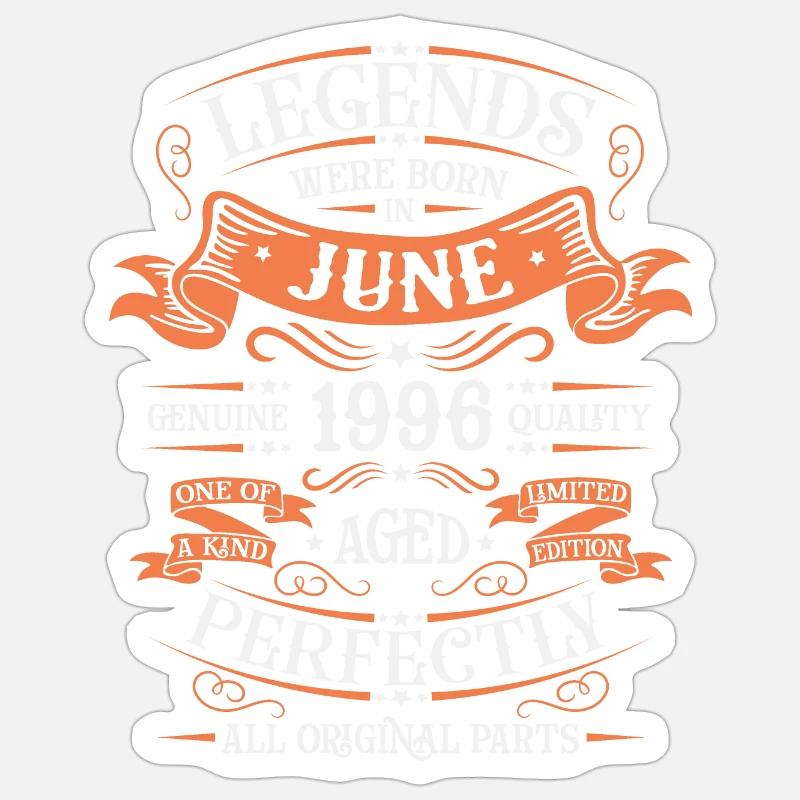 Geburtsmonat Juni 1996 - Sticker Größe S (10 x 10 cm) - Mattweiß
