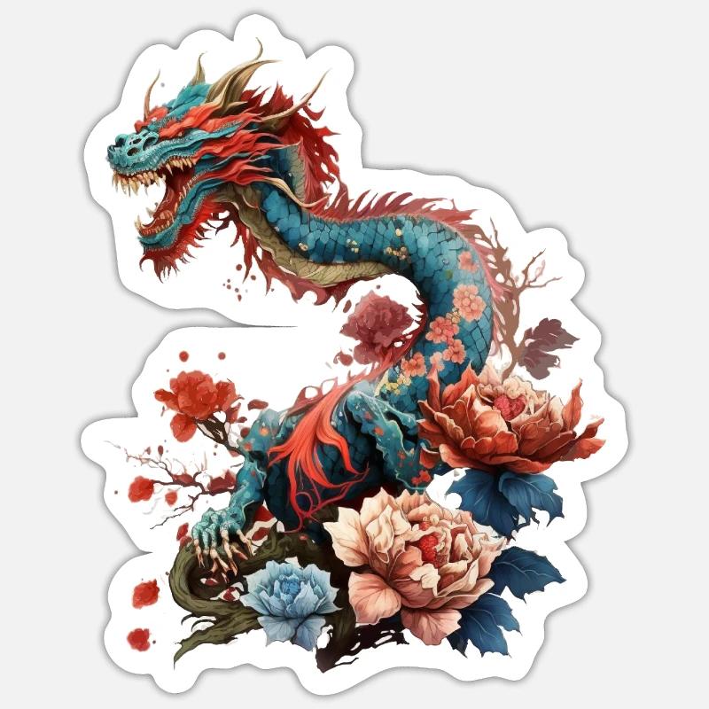 Cooler Drache - Sticker Größe S (10 x 10 cm) - Mattweiß