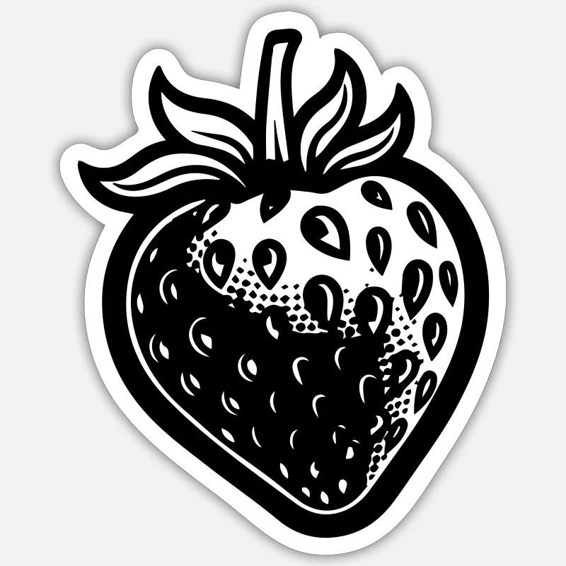 fraise - Sticker taille S (10 x 10 cm) - blanc mat