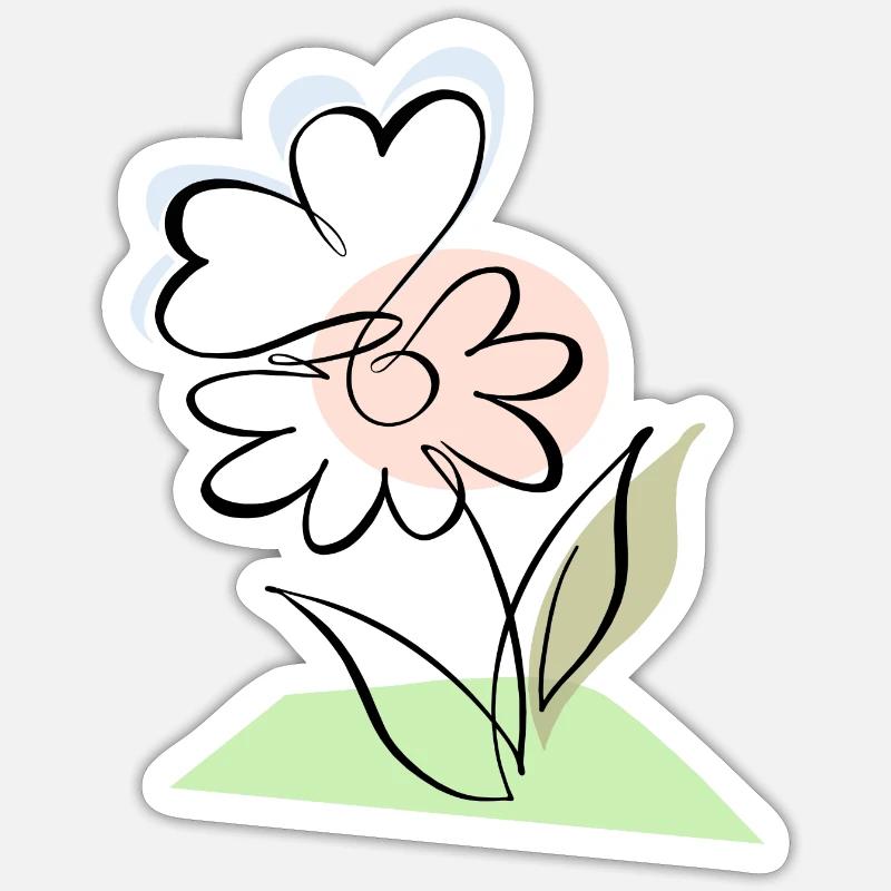 Floraison avec papillon - Sticker taille S (10 x 10 cm) - blanc mat