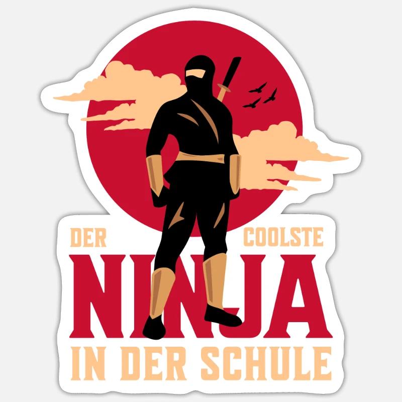 Der Coolste Ninja In Der Schule Ninja Karneval - Sticker Größe S (10 x 10 cm) - Mattweiß