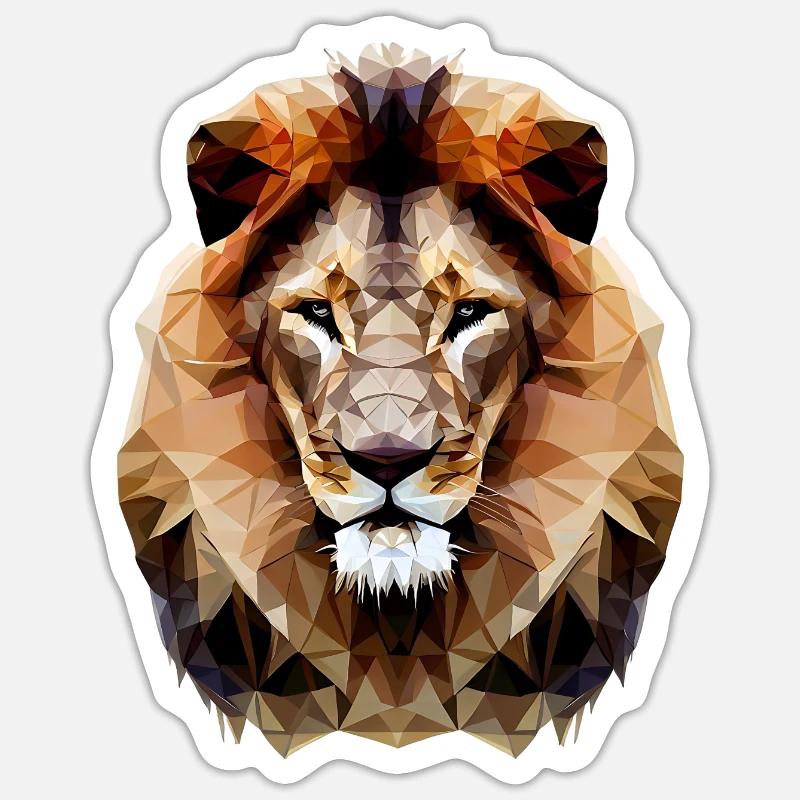 Moderner Polygon Löwe Sticker Größe S (10 x 10 cm)