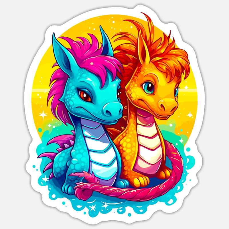 Drachen-Freunde Sticker Größe S (10 x 10 cm)
