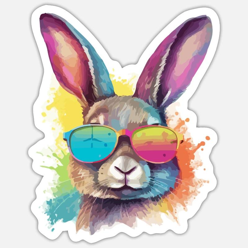 Timo the bespectacled rabbit - Sticker size S (10 x 10 cm) - white matte