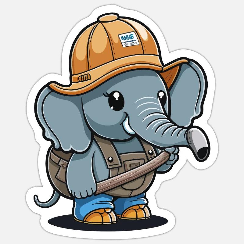 Elephant Builder Sticker size S (10 x 10 cm)