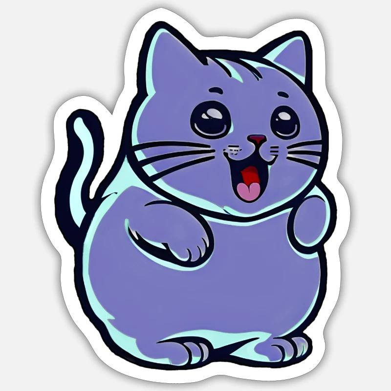 Niedliche blaue Katze - Sticker Größe S (10 x 10 cm) - Mattweiß