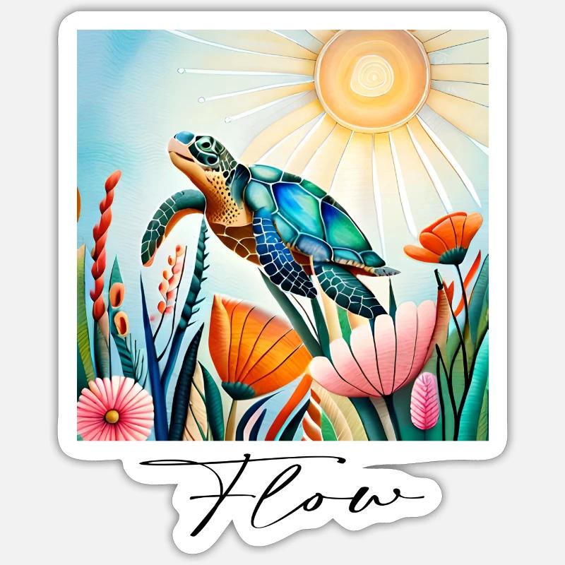 Turtle - Sticker Größe S (10 x 10 cm) - Mattweiß