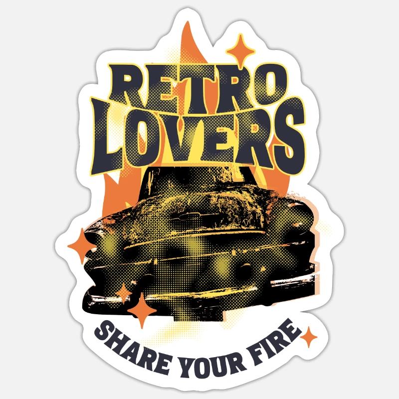 Retro Lovers - Share your Fire - Sticker Größe S (10 x 10 cm) - Mattweiß