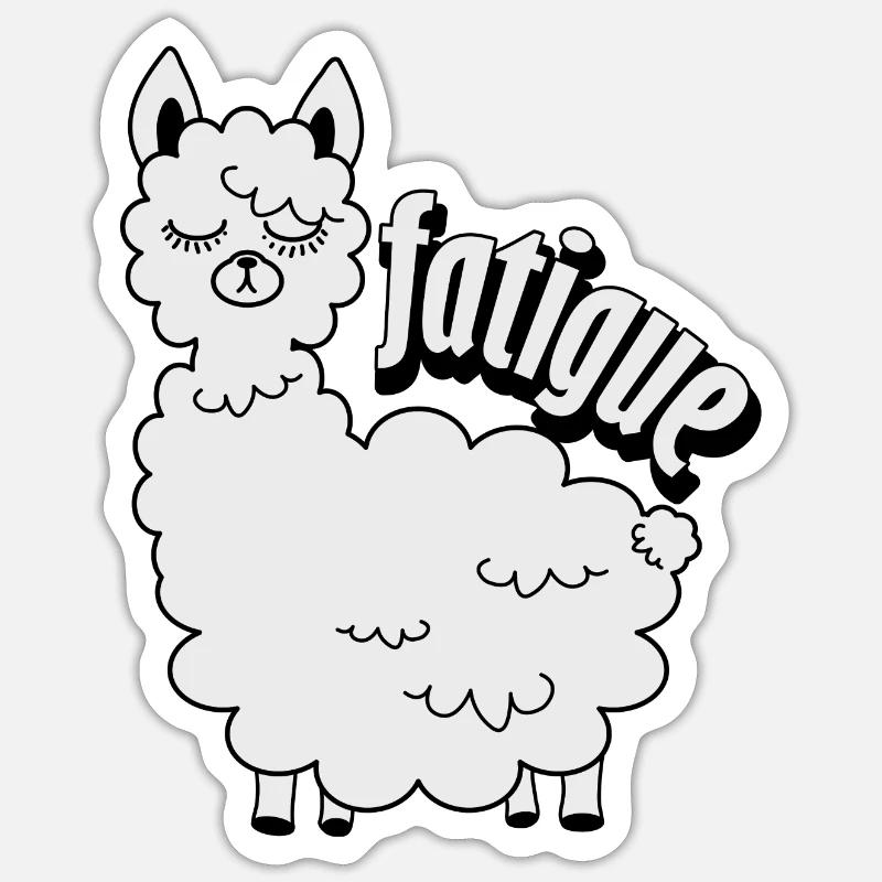 Schlafendes Lama - Sticker Größe S (10 x 10 cm) - Mattweiß