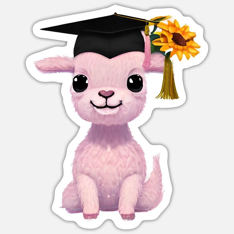 Bachelor Graduate School Leaving Certificate Alpaca Study Sticker size S (10 x 10 cm)