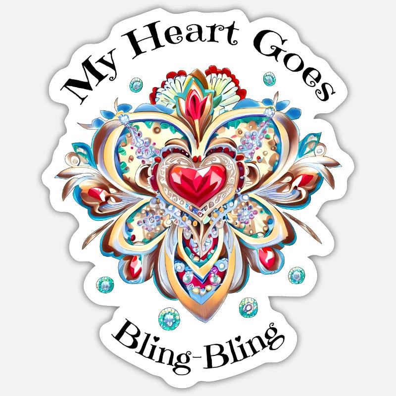 Mon cœur devient bling-bling II Sticker taille S (10 x 10 cm)