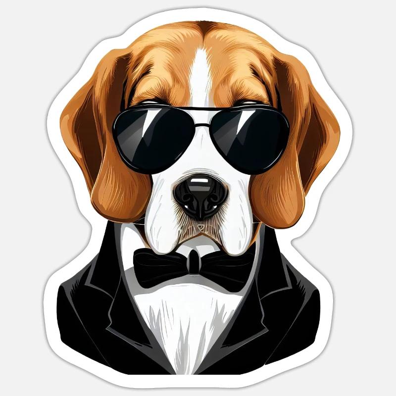 Beagle der Entdecker - Sticker Größe S (10 x 10 cm) - Mattweiß
