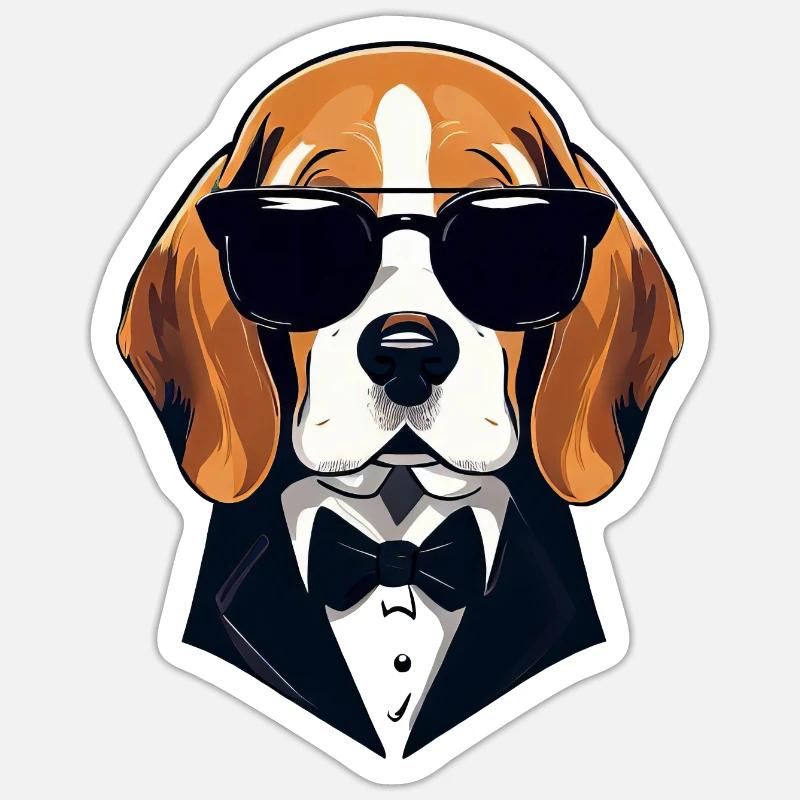 Beagle Das Modell - Sticker Größe S (10 x 10 cm) - Mattweiß