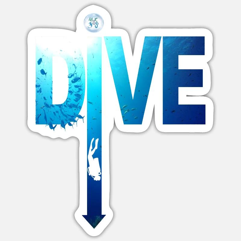 plongée sous marine graphique : Dive Fleche plonge - Sticker taille S (10 x 10 cm) - blanc mat