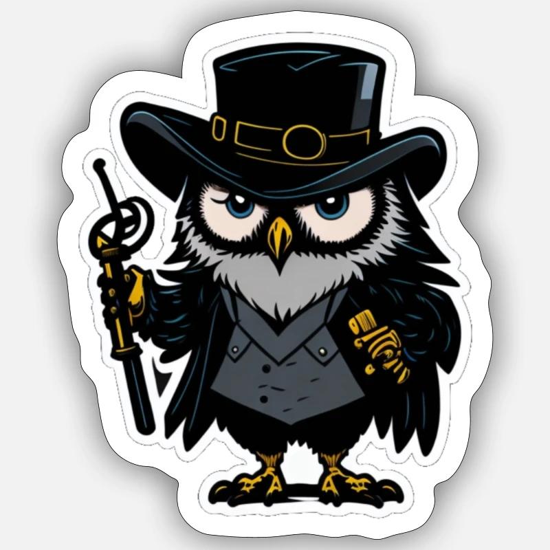 Aufkleber einer Eule, die einen Detektivhut trägt - Sticker Größe S (10 x 10 cm) - Mattweiß