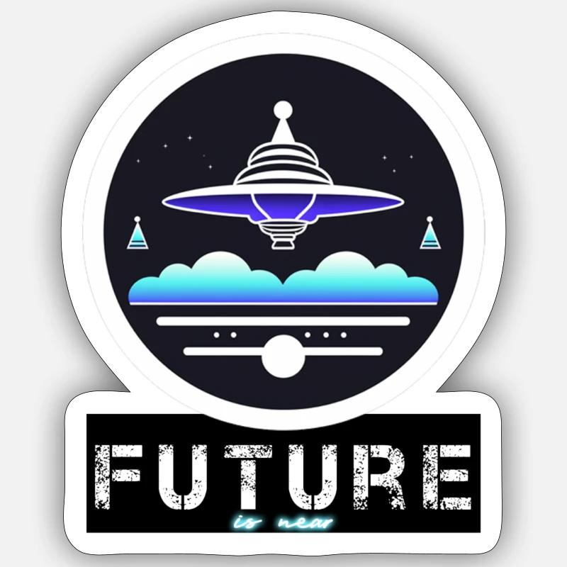 Aliens Ufo Comic Design - Sticker Größe S (10 x 10 cm) - Mattweiß