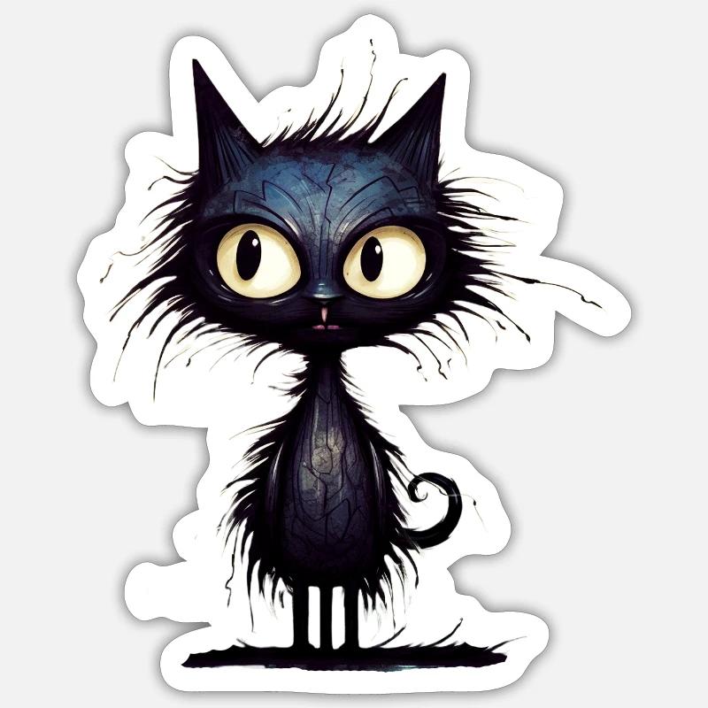 Chat moche - Sticker taille S (10 x 10 cm) - blanc mat