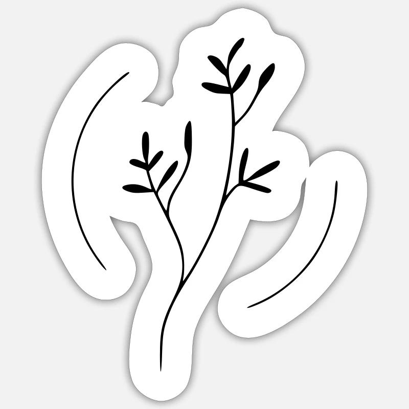 Branch in a circle - Sticker size S (10 x 10 cm) - white matte