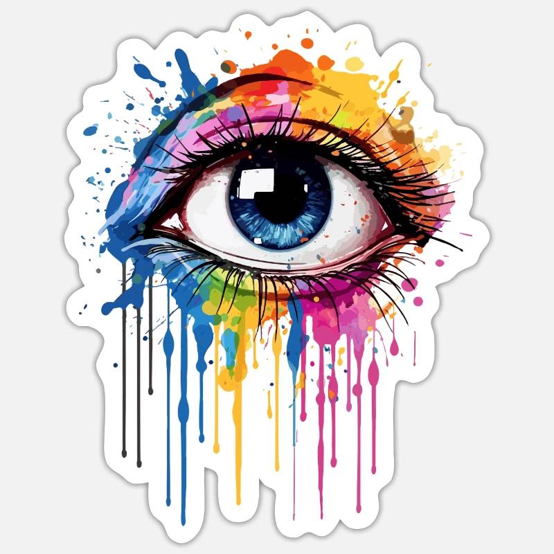 Expressive Rainbow Eye - Sticker size S (10 x 10 cm) - white matte