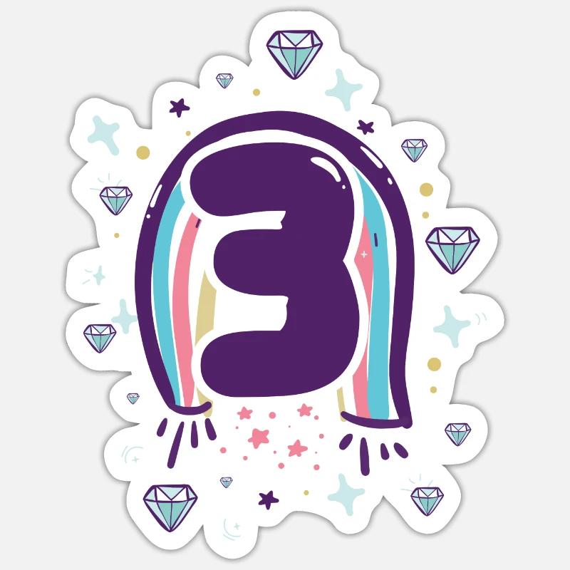 Three Rainbow Gem Emblem Sticker size S (10 x 10 cm)