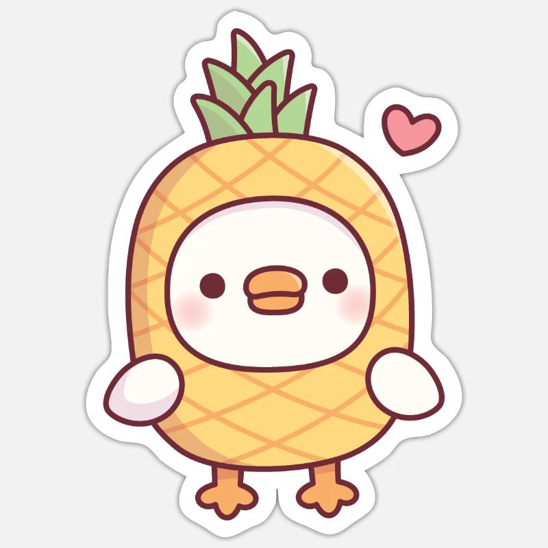 Mignon Ananas Ducky Drôle - Sticker taille S (10 x 10 cm) - blanc mat