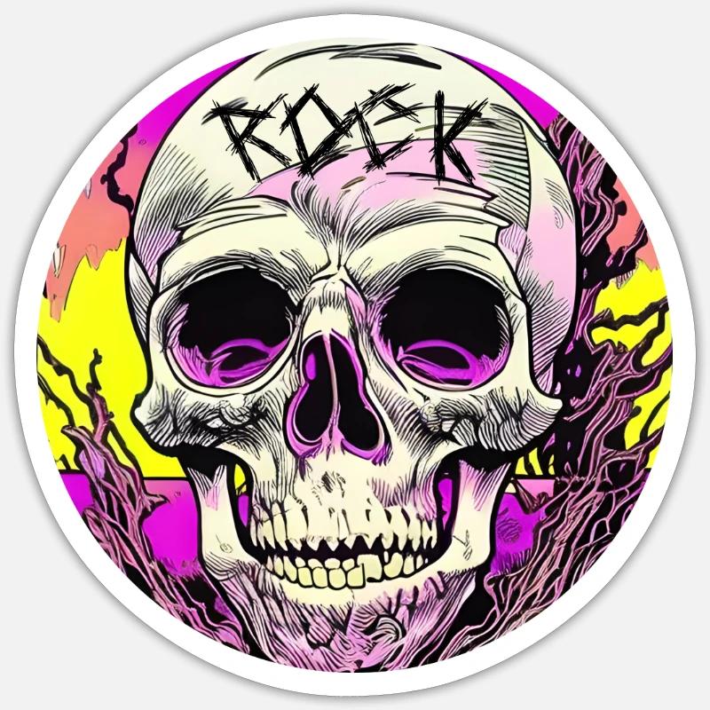 Crâne de roche - Sticker taille S (10 x 10 cm) - blanc mat