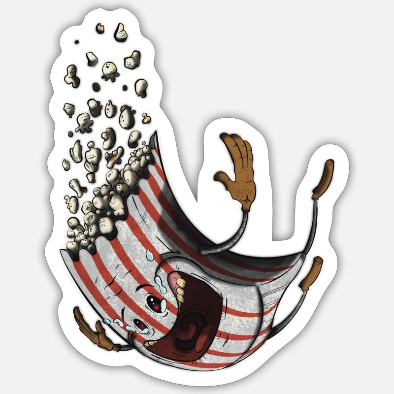 Pop-corn imprudent - Sticker taille S (10 x 10 cm) - blanc mat