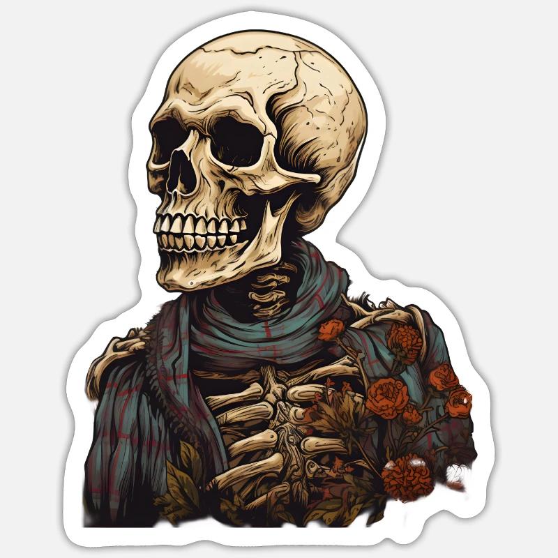 Skeleton Raider - Sticker Größe S (10 x 10 cm) - Mattweiß