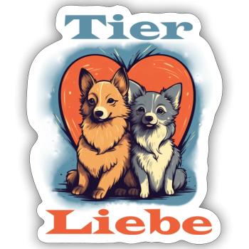 Tier Liebe - Sticker Größe S (10 x 10 cm) - Mattweiß - Vorne