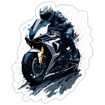 Sport motorcycle illustration - Sticker size S (10 x 10 cm) - white matte - Front