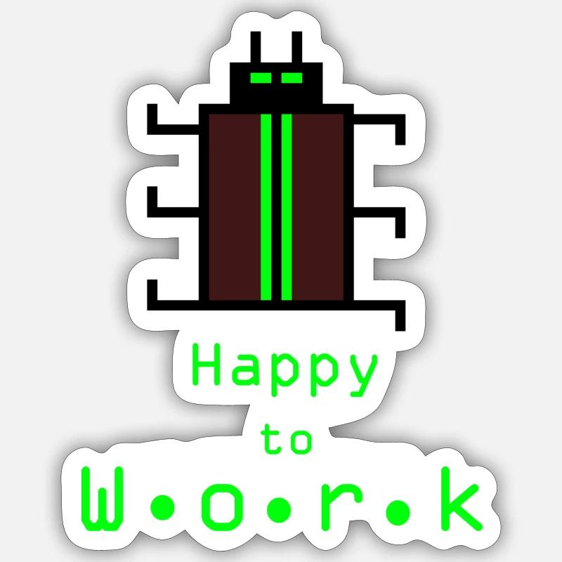 HappyWorkBeetle - Sticker size S (10 x 10 cm) - white matte
