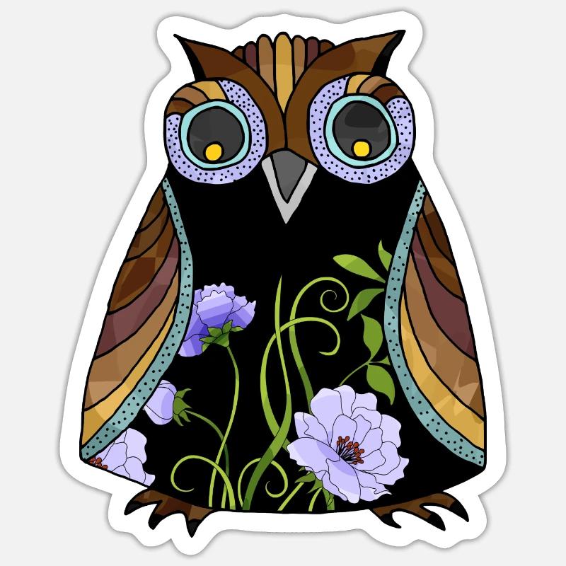 Owl bird - Sticker size S (10 x 10 cm) - white matte