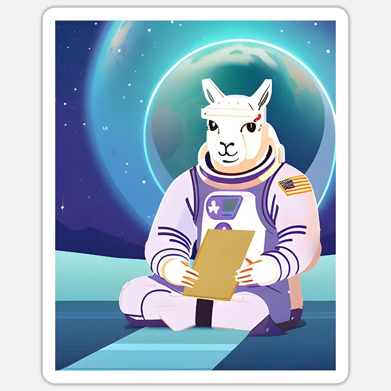 Lama Space - Sticker size S (10 x 10 cm) - white matte