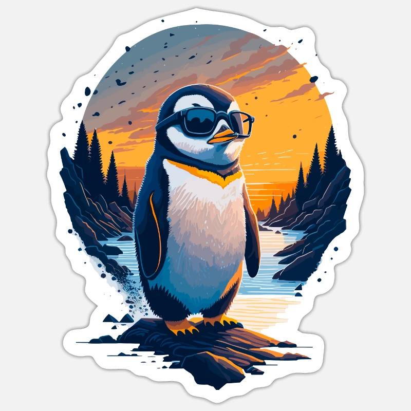 Pingouin mignon - Sticker taille S (10 x 10 cm) - blanc mat