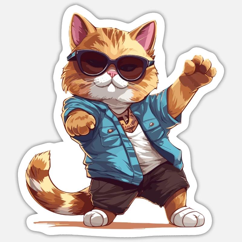 Dabbing Cat - Sticker Größe S (10 x 10 cm) - Mattweiß
