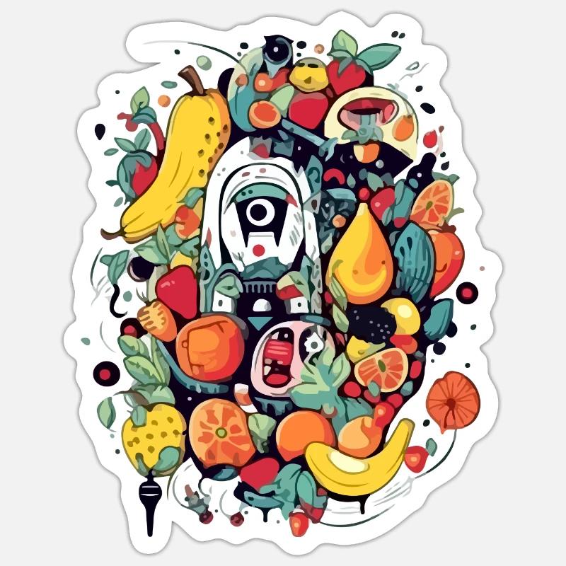 Anifruit n°2 - Sticker Größe S (10 x 10 cm) - Mattweiß