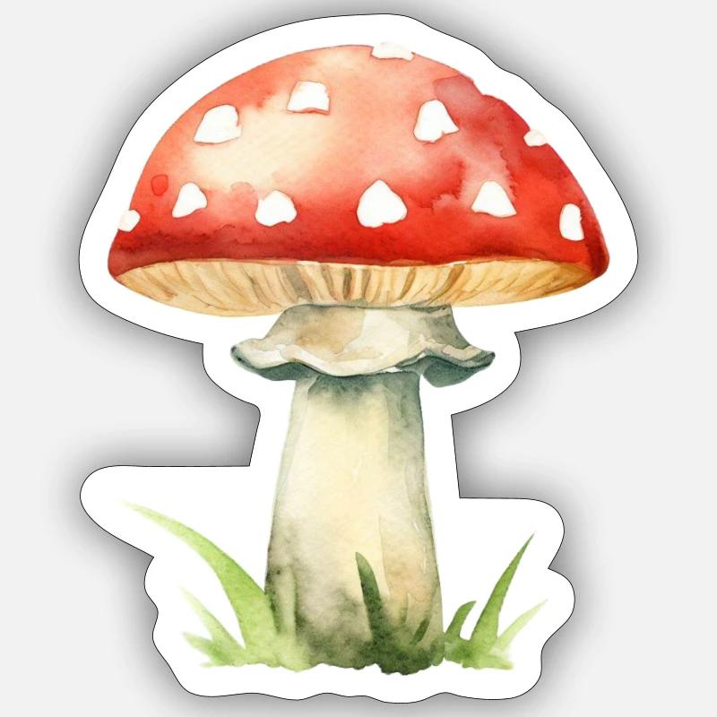 Red mushroom toadstool - Sticker size S (10 x 10 cm) - white matte