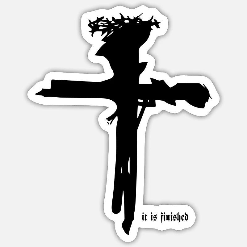 Croix de Jésus - Sticker taille S (10 x 10 cm) - blanc mat