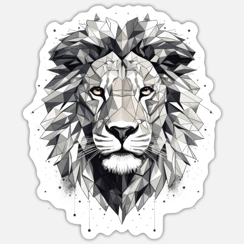 Löwe Geometrisch - Sticker Größe S (10 x 10 cm) - Mattweiß