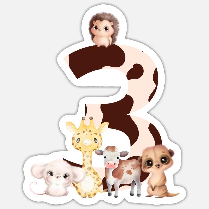 3rd anniversary - third anniversary animals Sticker size S (10 x 10 cm)
