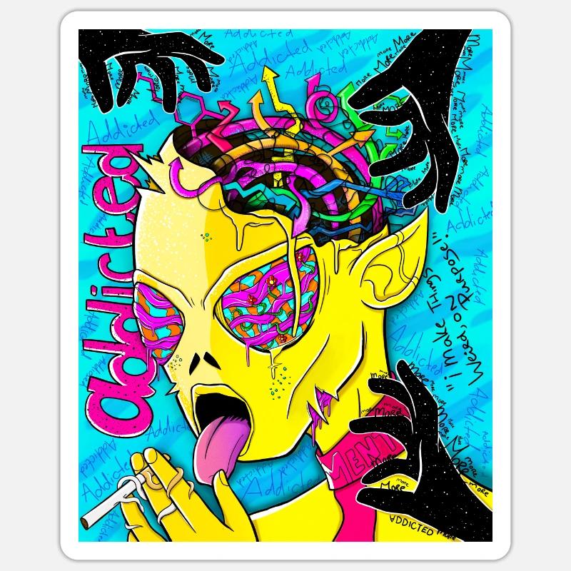 Dépendance extraterrestre - 2021 - Sticker taille S (10 x 10 cm) - blanc mat
