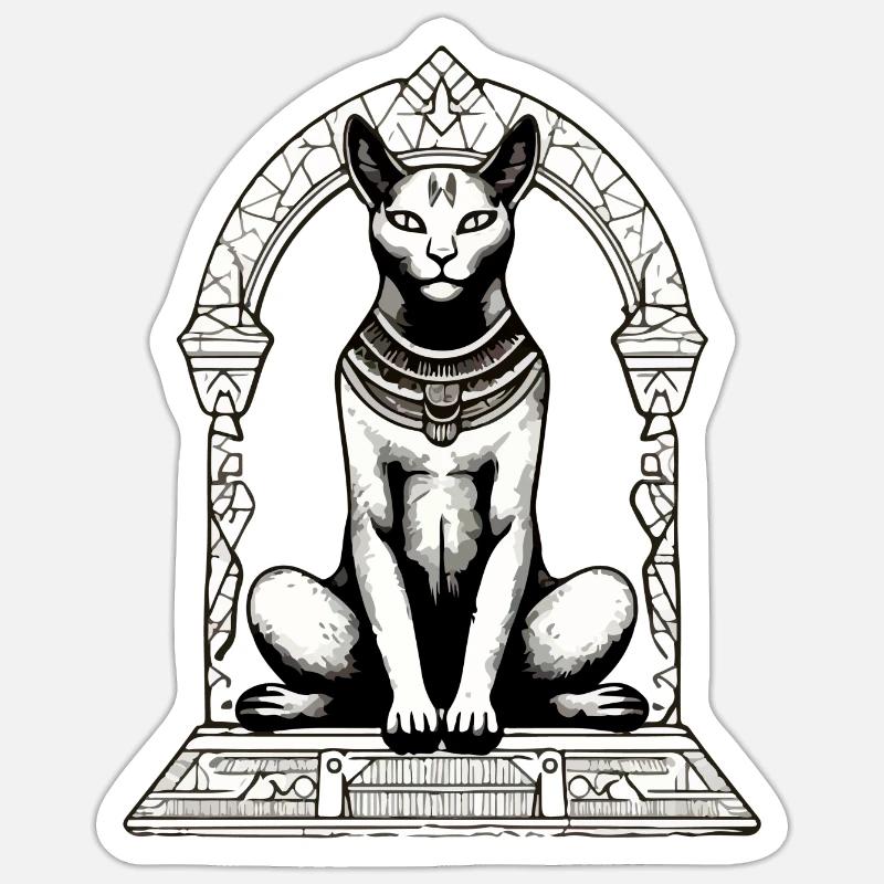 Rak le chat Egyptien - Sticker taille S (10 x 10 cm) - blanc mat